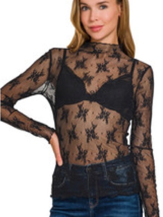 Zenana Outfitters Tops - Zen Black Lace Long-Sleeve Top